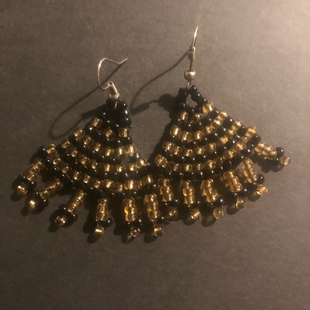 Handmade Black and Gold Colored Earrings